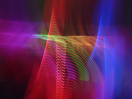 abstract color background with motion blurred magic wave lines, neon lights