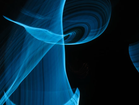 Abstract blue smoke on black background. Fantasy fractal texture. Digital art. 3D rendering.