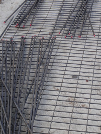 steel rebar in the construction site, close-up of photo