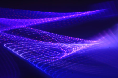 abstract background with smooth lines and glowing particles. waveform.