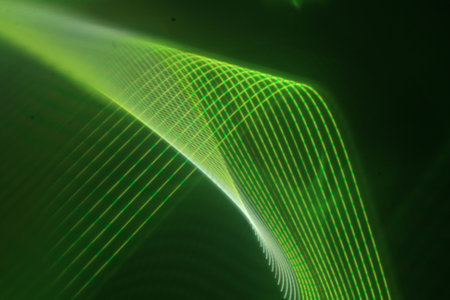 abstract background with a glowing wavy line, design element.の写真素材