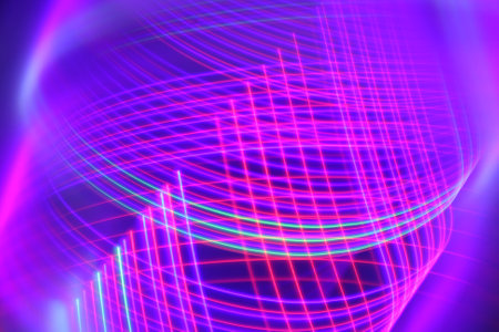 abstract background with glowing lines and bokeh effect, 3d renderの写真素材