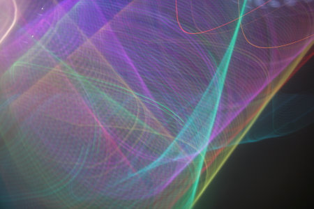 abstract background with magic light lines and bokeh effect.の写真素材