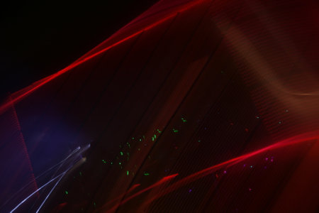 speed concept of light in the dark with waves and bokehの写真素材