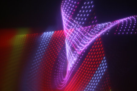 abstract background with motion blurred magic neon light lines 3d illustrationの写真素材