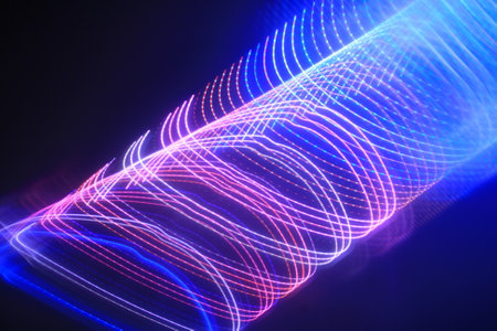 abstract light speed motion blur effect background on the black background.