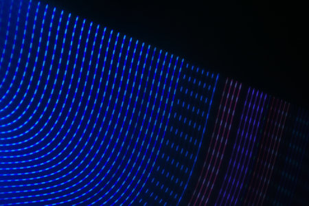 abstract background of blue glowing lines. concept of science and technologyの写真素材