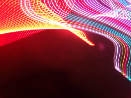 abstract background with glowing lines and bokeh defocused lights
