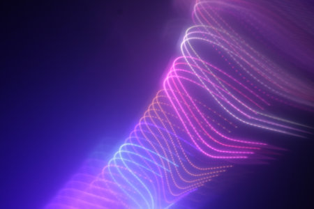 abstract background with magic neon light curved lines and bokeh effect