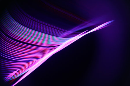 abstract background with smooth lines in violet and purple colors, illustrationの写真素材