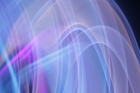 abstract background with blue and purple lines and bokeh effect