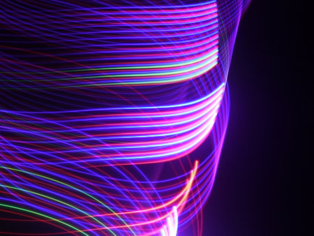 abstract background with colorful lines and bokeh defocused lightsの写真素材