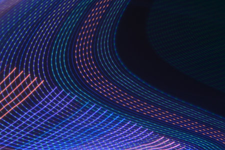 Application of comprehensive background light effects. Curved light lines background.