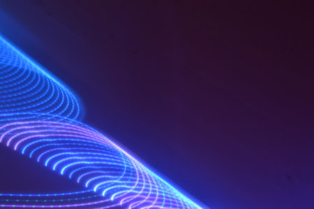 abstract background of glowing particles in the dark with a blue tint