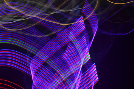 Abstract light painting. Computer generated illustration. Light painting on black background.