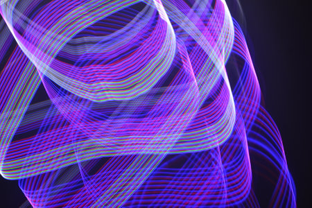 Abstract background with glowing lines, 3d rendering. Computer digital drawing.の写真素材