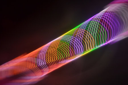 abstract color lines on a black background - long shutter speed.の写真素材
