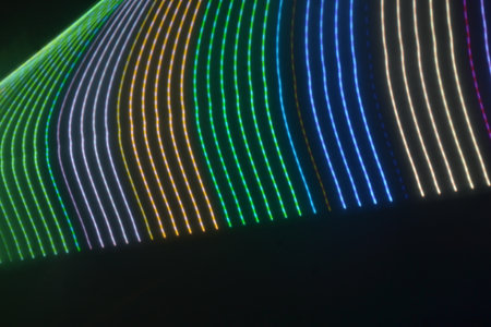 Neon lines on the black background. 3d rendering - illustration