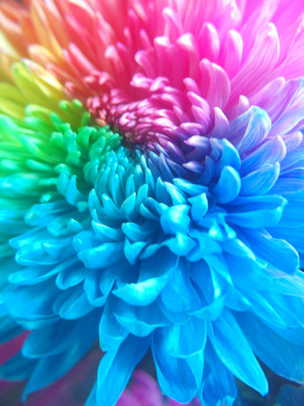 Colorful chrysanthemum flower close-up macro photographyの写真素材