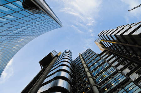 Lloyds of London and Willis building in city of Londonの写真素材