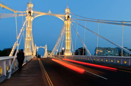 Albert bridge at nightの写真素材