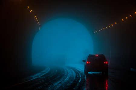 Foggy tunnel in Cumbres de Maltrataの写真素材