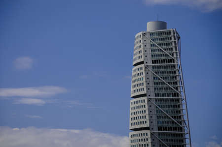 Malmo, Sweden - August 2010: Turning Torso, a modern residential and commercial skycraper designed...