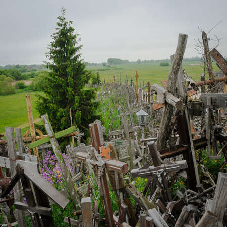The hill of the Crosses in Lithuania one of the most important pilgrimage sights of the region and a national monument commemorating Soviet oppression.のeditorial素材