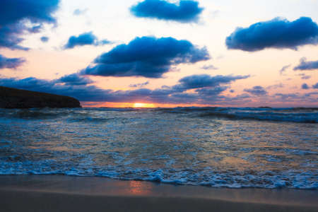 Sea beach and sunset skyの写真素材