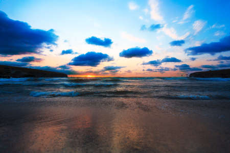 Sea beach and sunset skyの写真素材