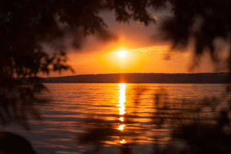Sunset sea beach backgroundの写真素材