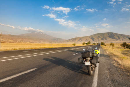 Motobike travel on roadの写真素材
