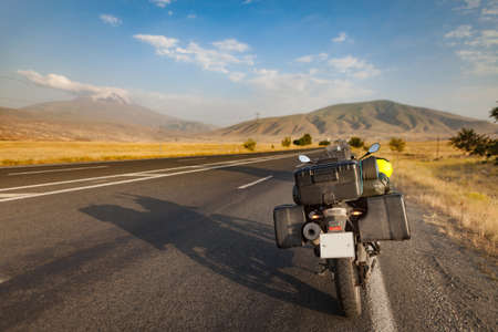 Motobike travel on roadの写真素材