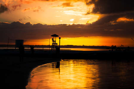 Sunset sea beach backgroundの写真素材