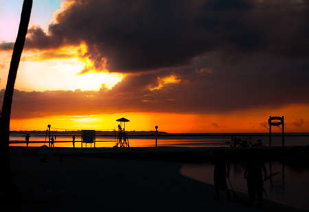 Beatyful natural night sea tropical lanscape background and sunsetの写真素材