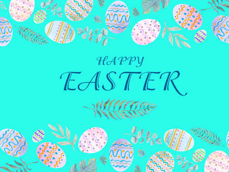 Happy easter egg illustration on backgroundの写真素材