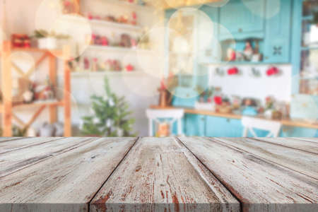 Wooden tablet on christmas background, new year conceptの写真素材
