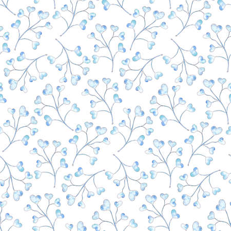 Hand drawn watercolor winter seamless pattern with plant. Botanic illustration.の写真素材