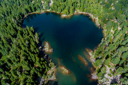 Montenegro. Prokletiye National Park. mountain lake. popular tourist spot. drone. Aerial view