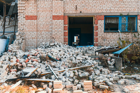 The school was damaged by shelling.
