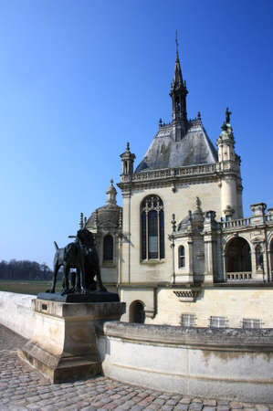Small Chantilly castle on the outskirts of Paris  Franceのeditorial素材