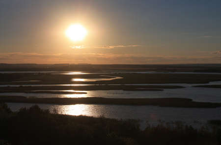 Sunset above the river Sviyaga  Russia, Republic of Tatarstanの写真素材