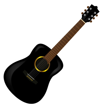 Black acoustic guitarのイラスト素材