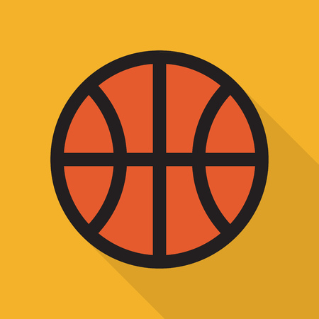 Basketball. Simple icon with shadow. Flat style.のイラスト素材