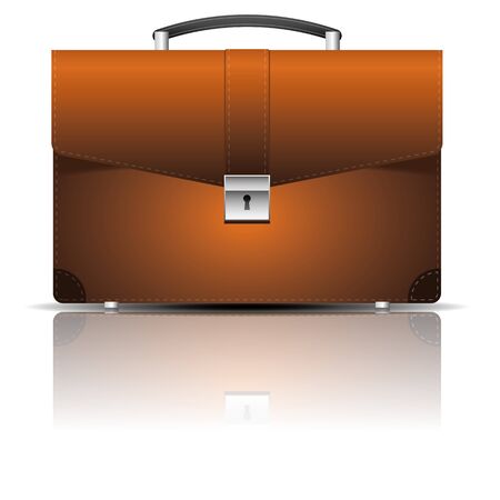 Leather briefcase icon with shadow and reflectionのイラスト素材