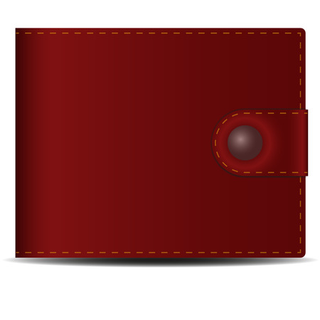 Men's wallet. Brown leather men's purse with a metal button.のイラスト素材
