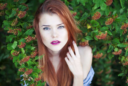 portrait of a beautiful red-haired girlの写真素材