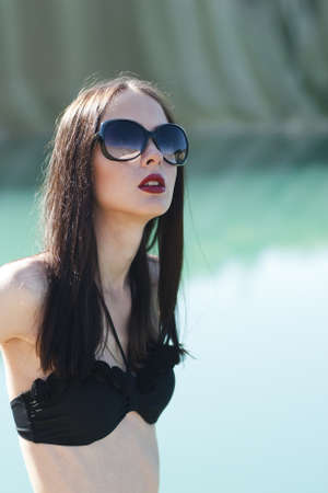 beautiful girl in a bikiniの写真素材