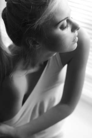 emotional portrait of a beautiful girlの写真素材