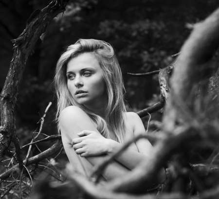 portrait of a beautiful naked girlの写真素材